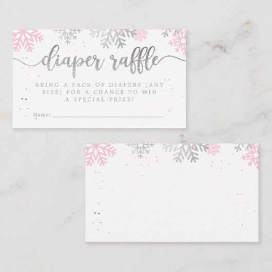 Pink Winter Snowflakes Babydusche Windelwaschmasch Begleitkarte (Vorne/Hinten)