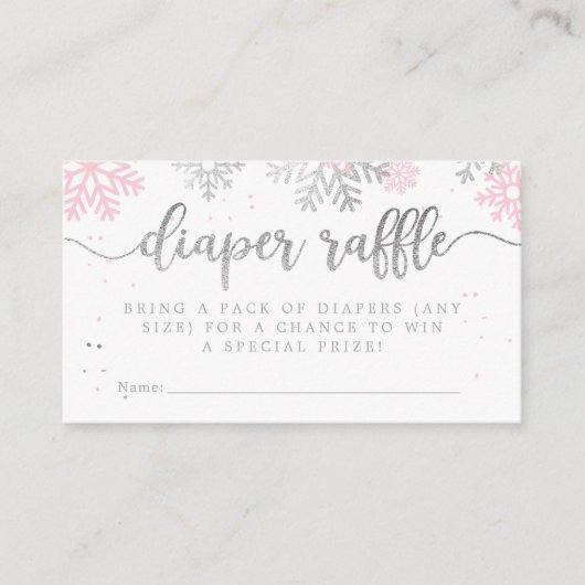 Pink Winter Snowflakes Babydusche Windelwaschmasch Begleitkarte (Vorderseite)