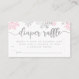 Pink Winter Snowflakes Babydusche Windelwaschmasch Begleitkarte