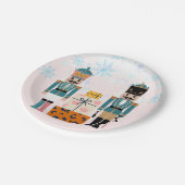 Pink Winter Snowflakes Nutcracker Baby Dusche Pappteller (Schrägansicht)