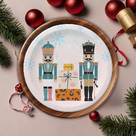 Pink Winter Snowflakes Nutcracker Baby Dusche Pappteller