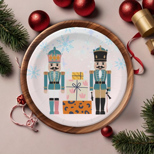 Pink Winter Snowflakes Nutcracker Baby Dusche Pappteller