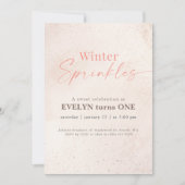 Pink Winter Sprinkles Glitter Girl 1st Birthday Einladung (Vorderseite)