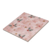 Pink Winter - Stechpalmenblätter und Schneeflocken Fliese (Seite)
