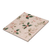 Pink Winter - Stechpalmenblätter und Schneeflocken Fliese (Seite)