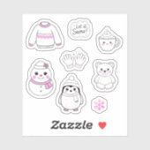 Pink Winter Stickers Pack Aufkleber (Blatt)
