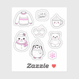 Pink Winter Stickers Pack Aufkleber