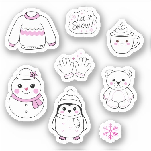 Pink Winter Stickers Pack Aufkleber (Vorderseite)