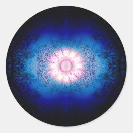 Pink Winter Sun Mandala Runder Aufkleber