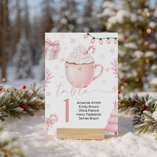 Pink Winter Table Number Card Sockelschild