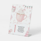Pink Winter Table Number Card Sockelschild (Vorderseite)