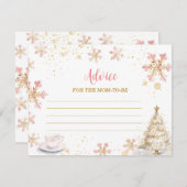 Pink Winter Tea Party Baby Shower Advice For Mom Begleitkarte (Vorne/Hinten)