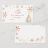 Pink Winter Tea Party Baby Shower How Many Candies Begleitkarte (Vorne/Hinten)