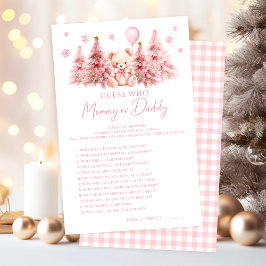 Pink Winter Teddy Bear Baby Mommy oder Daddy Game