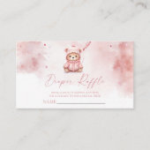 Pink Winter Teddy Bear Baby Shower Diaper Raffle Begleitkarte (Vorderseite)
