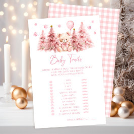 Pink Winter Teddy Bear Baby Traits Shower Game