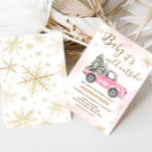 Pink Winter Truck Kinderdusche Einladung