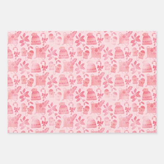 Pink Winter Weihnachten Geschenkpapier Set (Vorderseite)