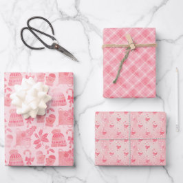 Pink Winter Weihnachten Geschenkpapier Set