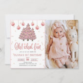 Pink Winter Weihnachtsbaumen Geburtstagsparty Foto Einladung (Vorderseite)
