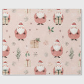 Pink Winter - Weihnachtsmann, Schneeflocken, Stech Geschenkpapier (Flach)