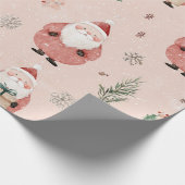 Pink Winter - Weihnachtsmann, Schneeflocken, Stech Geschenkpapier (Ecke)