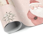 Pink Winter - Weihnachtsmann, Schneeflocken, Stech Geschenkpapier (Rolleneckpunkt)