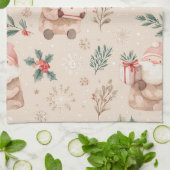 Pink Winter - Weihnachtsmann, Schneeflocken, Stech Geschirrtuch (Gefaltet)