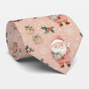 Pink Winter - Weihnachtsmann, Schneeflocken, Stech Krawatte