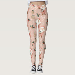 Pink Winter - Weihnachtsmann, Schneeflocken, Stech Leggings