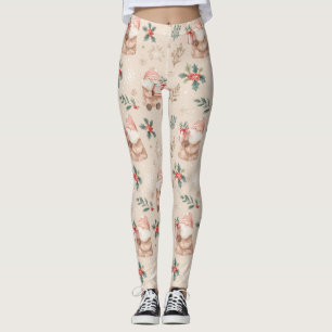 Pink Winter - Weihnachtsmann, Schneeflocken, Stech Leggings