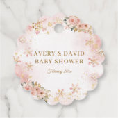 Pink Winter Weißer Bär mit Girl Baby Dusche Geschenkanhänger (Rückseite)