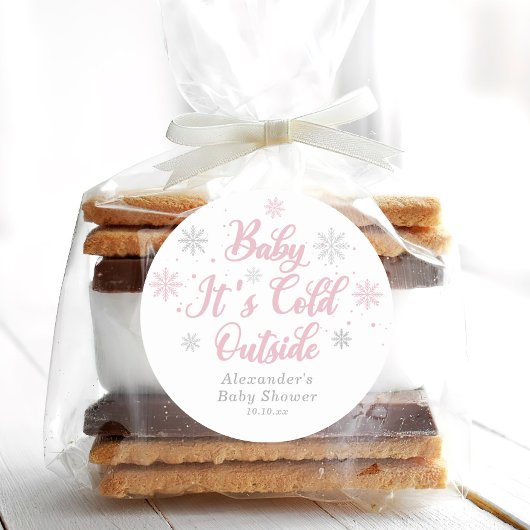 Pink Winter Wonderland Baby Dusche Gefallen Runder Aufkleber