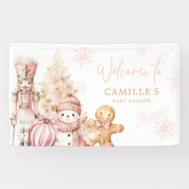 Pink Winter Wonderland Baby Dusche Willkommen Banner