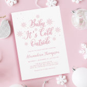 Pink Winter Wonderland Babydusche Einladung