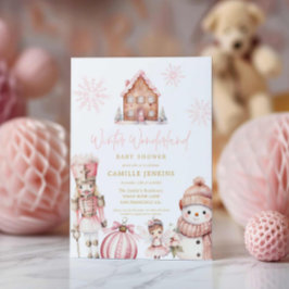 Pink Winter Wonderland Babydusche Einladung