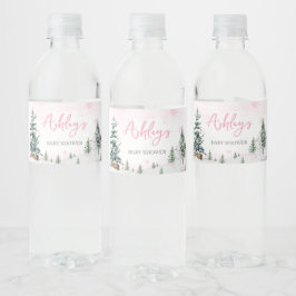 Pink Winter Wonderland Babydusche Wasserflaschenetikett