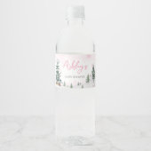 Pink Winter Wonderland Babydusche Wasserflaschenetikett (Vorderseite)