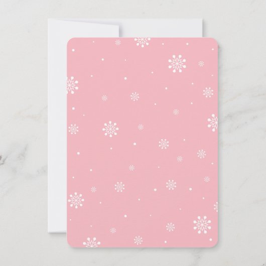 Pink Winter Wonderland, Girl Baby Dusche Einladung (Rückseite)