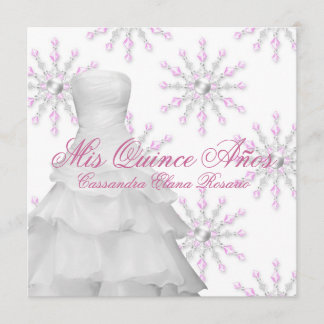 Pink Winter Wonderland Quinceanera Einladung