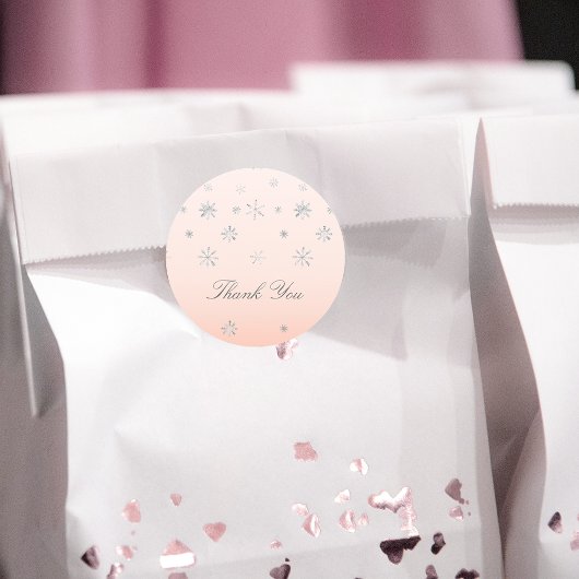 Pink Winter Wonderland Snowflake Baby Danke Runder Aufkleber