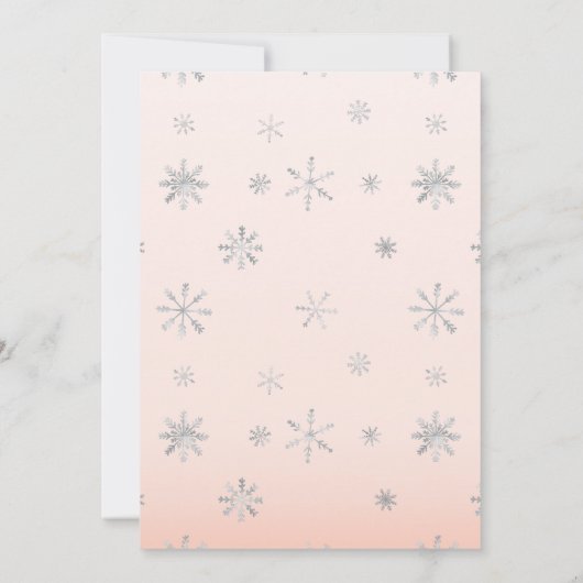 Pink Winter Wonderland Snowflake Babydusche Einladung (Rückseite)