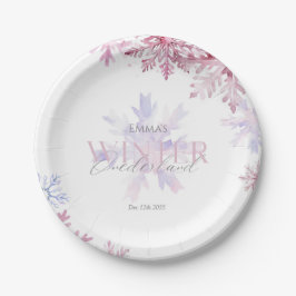 Pink Winter Wonderland Snowflake First Birthday  Pappteller
