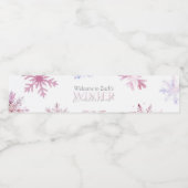 Pink Winter Wonderland Snowflake First Birthday Wasserflaschenetikett (Einzelnes Label)