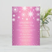 Pink Winter Wonderland Sweet 16 Einladung (Stehend Vorderseite)