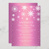 Pink Winter Wonderland Sweet 16 Einladung (Vorne/Hinten)