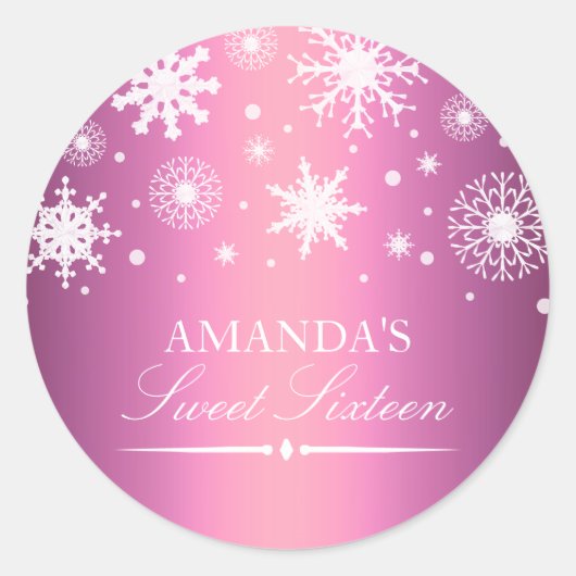 Pink Winter Wonderland Sweet 16 Sticker (Vorderseite)