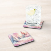 Pink Winter Wonderland Weihnachten Getränkeuntersetzer (Rechte Seite)