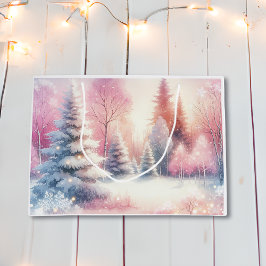 Pink Winter Wonderland Weihnachten Große Geschenktüte