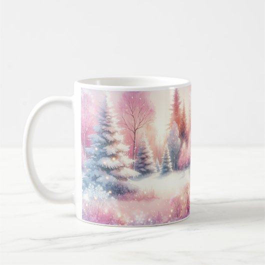 Pink Winter Wonderland Weihnachten Kaffeetasse (Links)